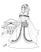 Princess with roses coloring page free printable coloring pages