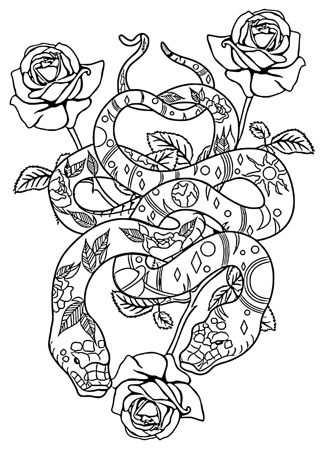 Free printable cool roses coloring page for adults and kids