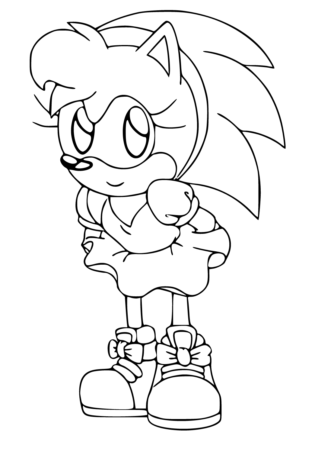 Free printable sonic cute amy rose coloring page sheet and picture for adults and kids girls and boys