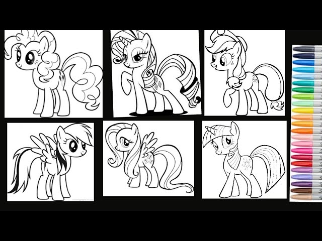 Y little pony coloring copilation rainbow dash rarity fluttershy twilight apple pinkie pie lp