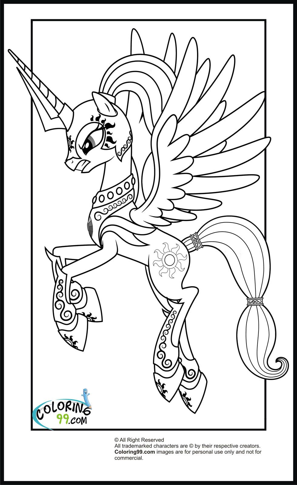 Princess celestia ready for battle my little pony coloring unicorn coloring pages horse coloring pages