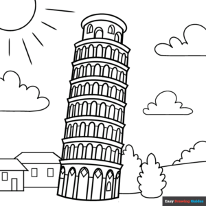 Leaning tower of pisa coloring page easy drawing guides