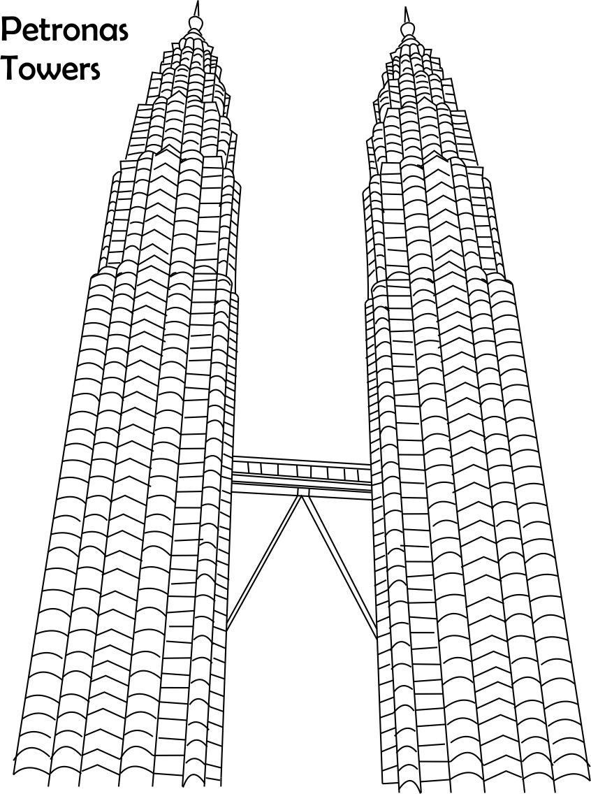 Petronas towers coloring page for kids petronas towers coloring pages coloring pages for kids