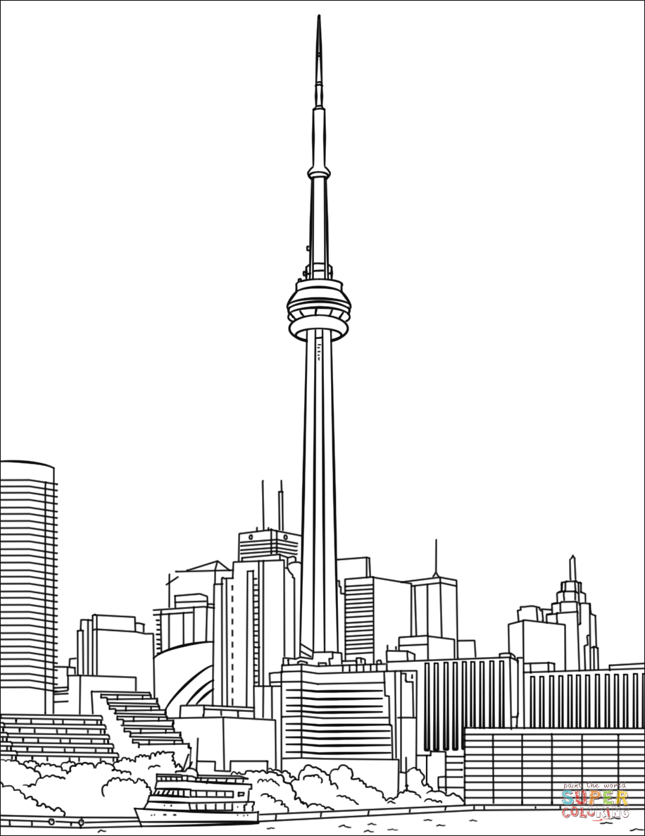 Toronto cn tower coloring page free printable coloring pages