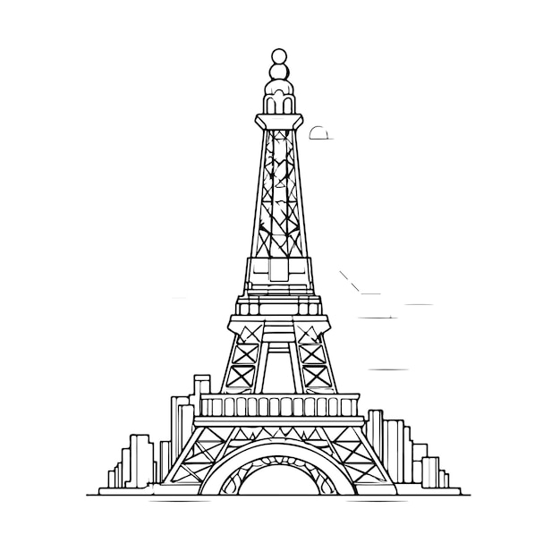 Premium vector sketch hand drawn single line art coloring page menara burj khalifa day