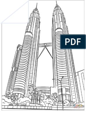 Petronas twin towers coloring page