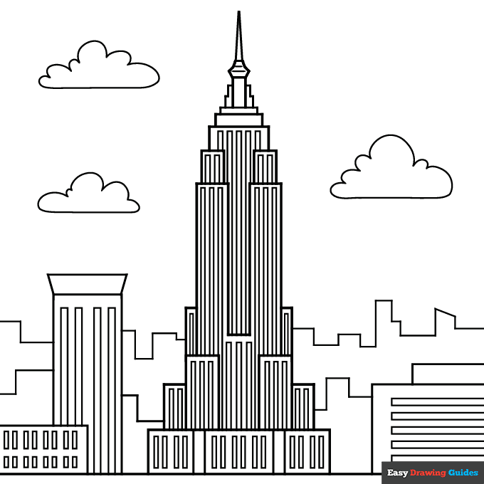 Empire state building coloring page easy drawing guides