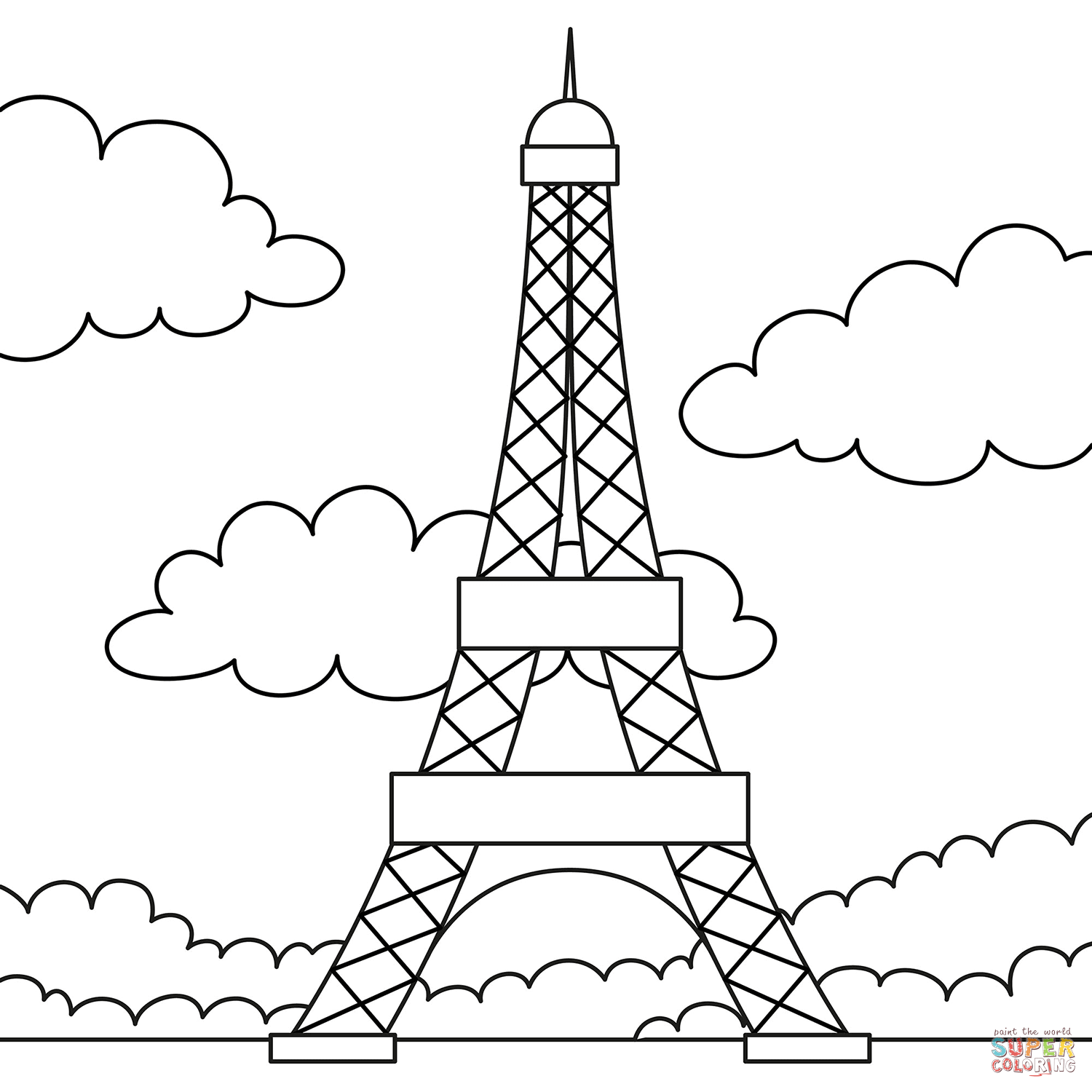 Eiffel tower coloring page free printable coloring pages