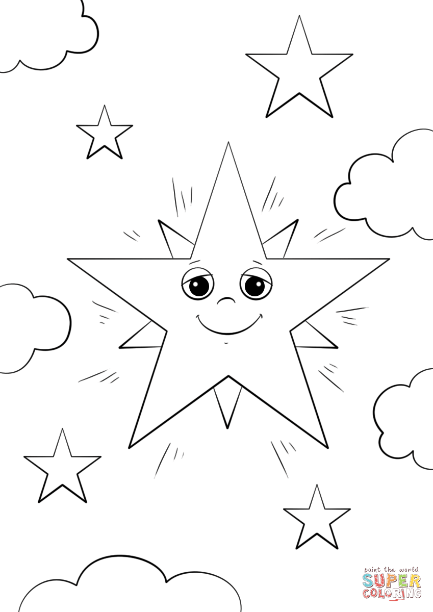Cartoon star character coloring page free printable coloring pages