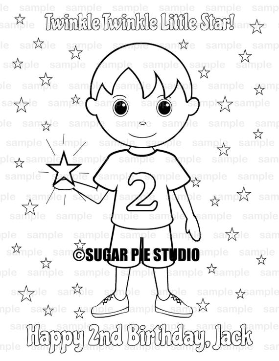 Personalized little star coloring page birthday party favor colouring activity sheet personalized printable template