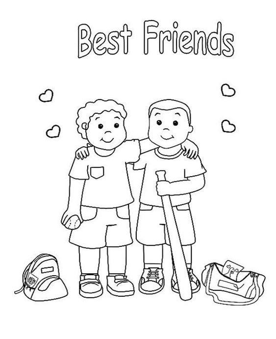 Free easy to print best friend coloring pages