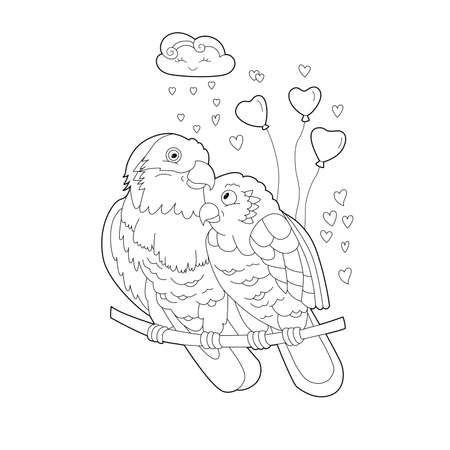 Lovebird colouring book stock illustrations cliparts and royalty free lovebird colouring book vectors