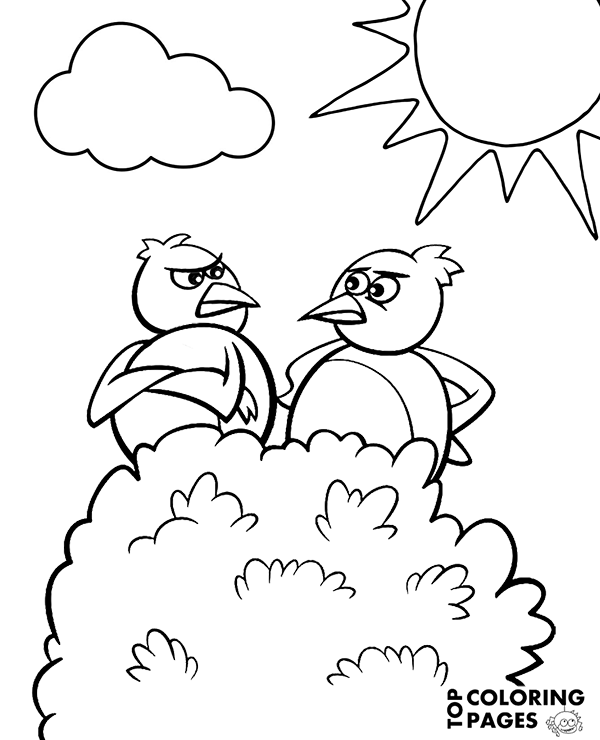 Two birds printable coloring page for children