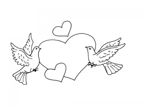 Birds that bring love coloring page