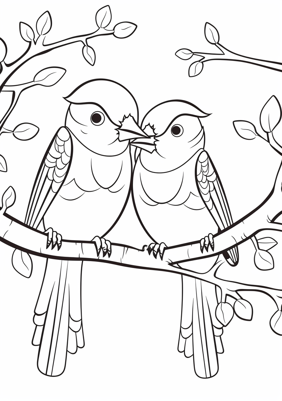 Birds on a branch in love