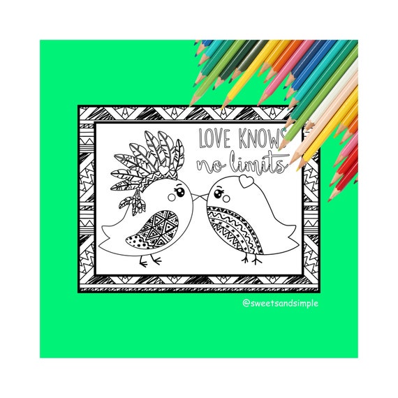 Love birds coloring page coloring sheet adult coloring printable coloring coloring book boho instant download printable