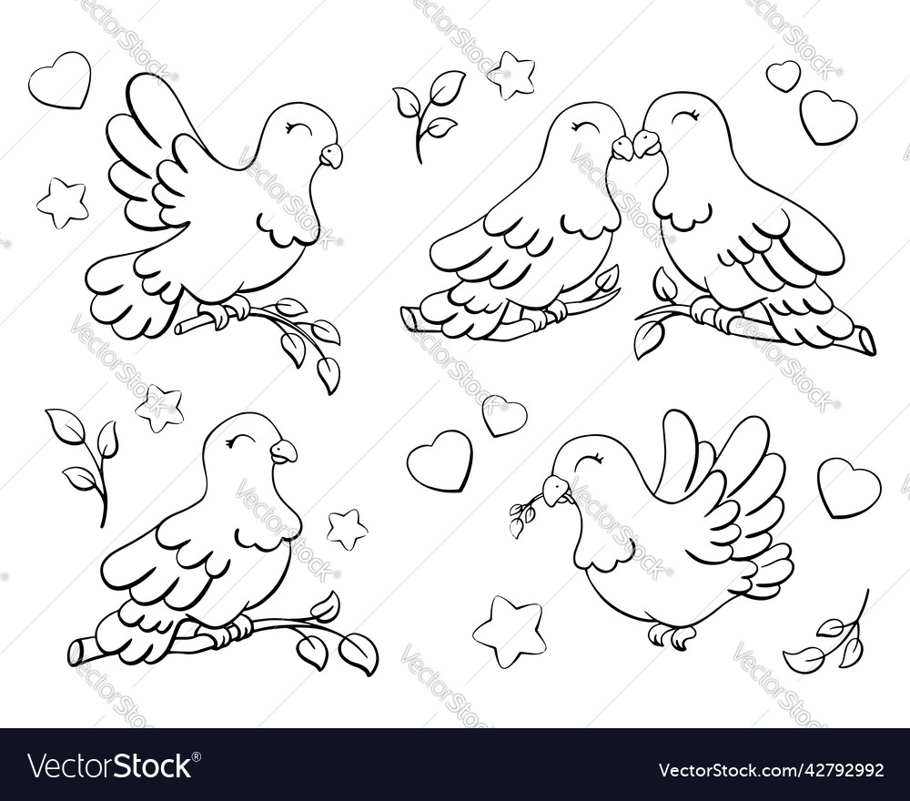 Dove is symbol peace and love coloring page vector image