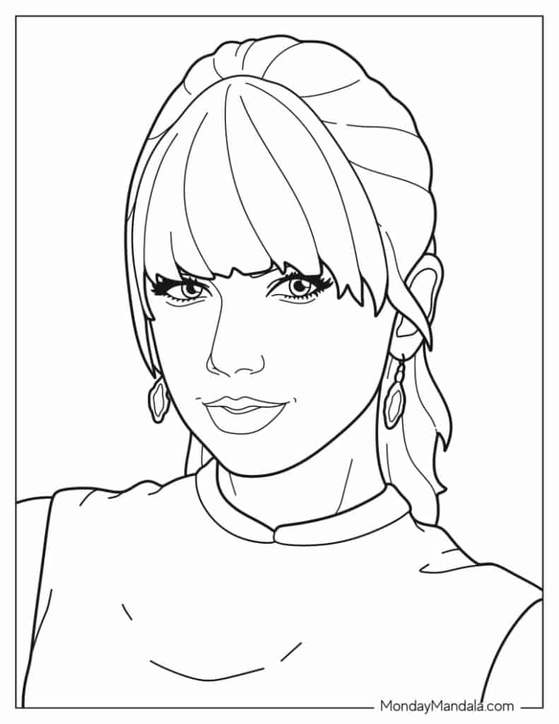 Taylor swift coloring pages free pdf printables