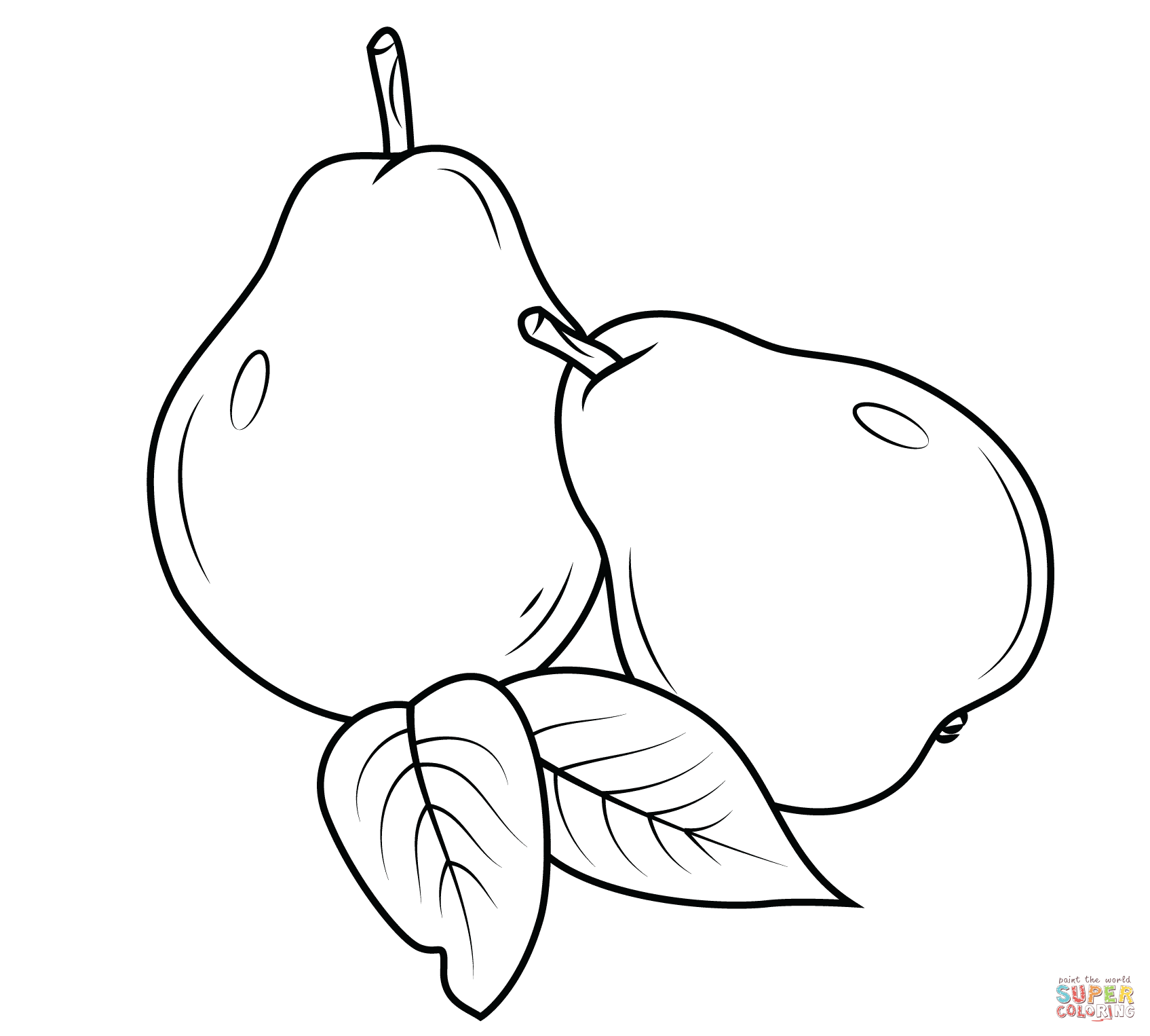 Two pears coloring page free printable coloring pages