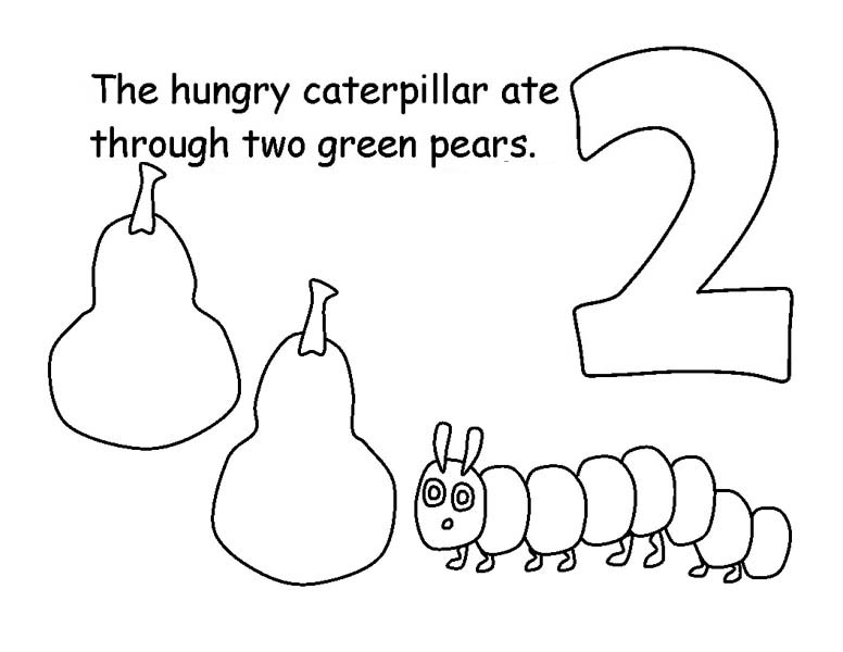 Caterpillar eating two pears coloring page kids play color