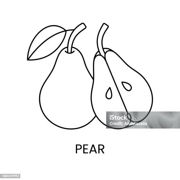 Pear fruit isolated coloring page for kids stock illustration