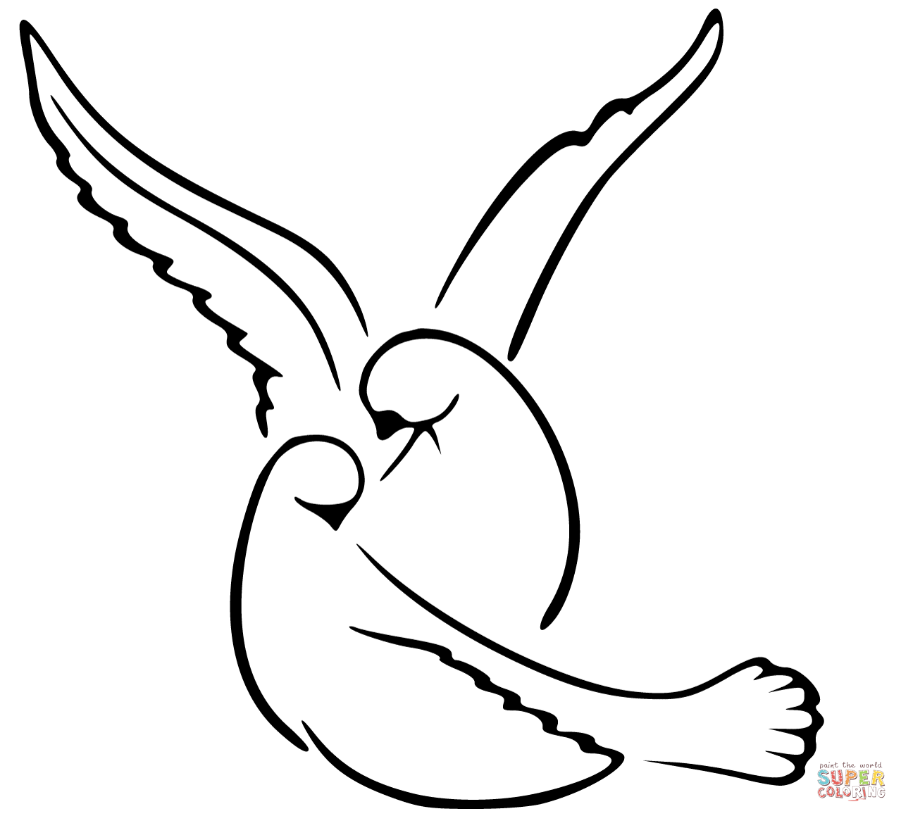 Two doves coloring page free printable coloring pages