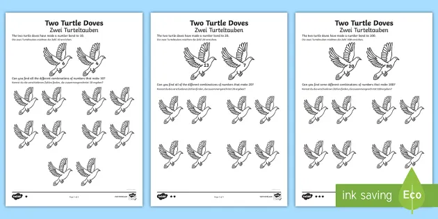 Two turtle doves worksheet worksheets englishgerman