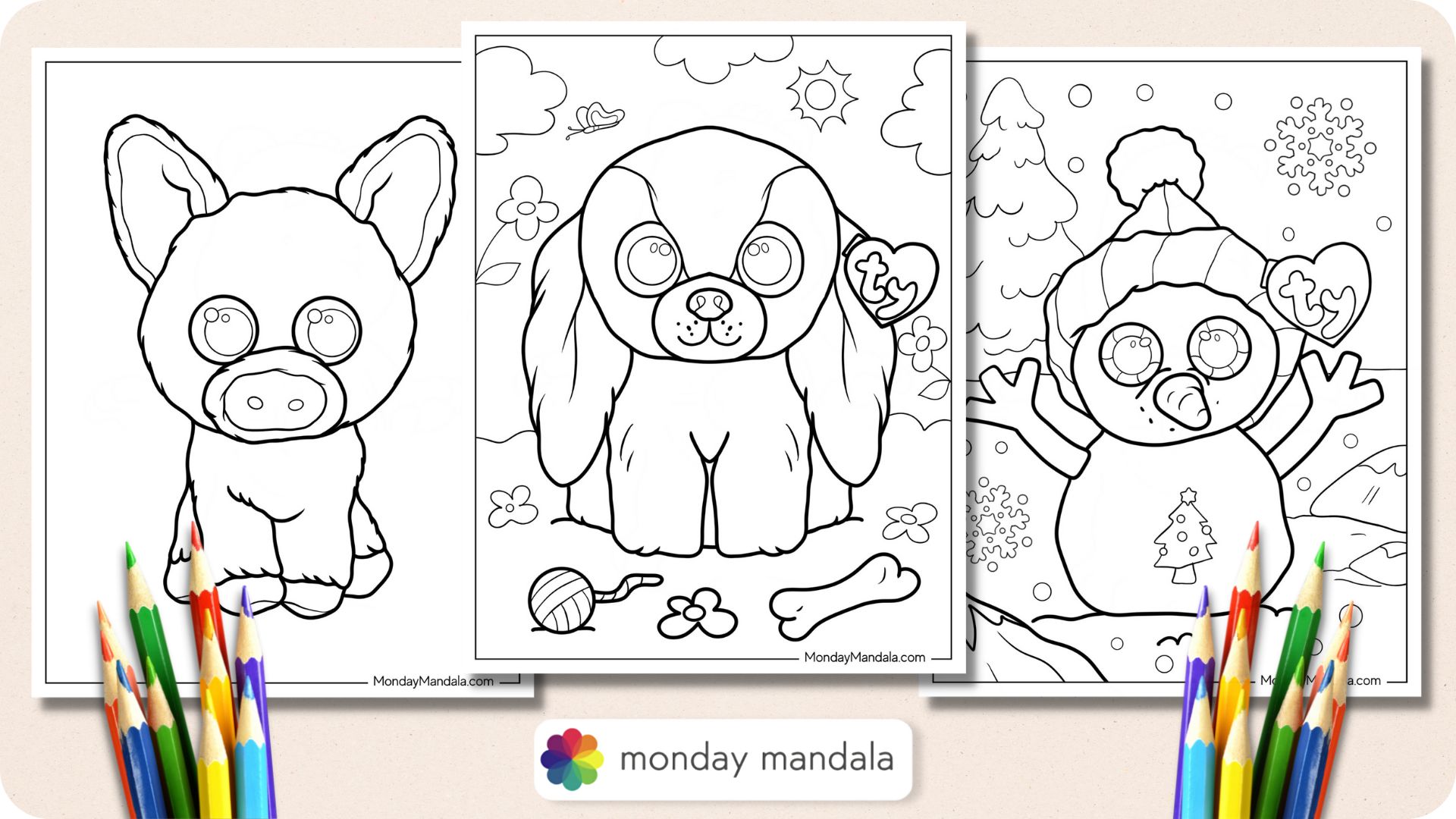 Beanie boo coloring pages free pdf printables