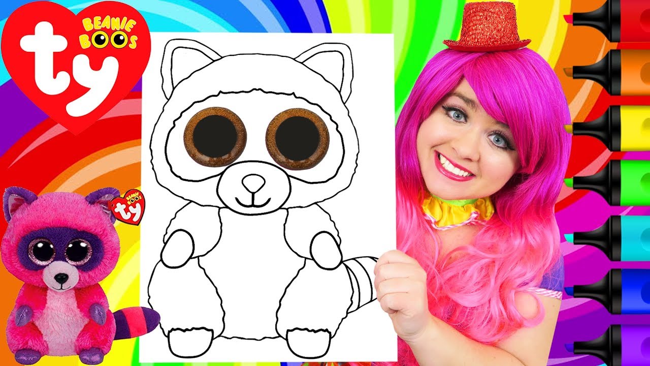 Coloring ty beanie boos roxie raccoon coloring page prisacolor arkers kii the clown