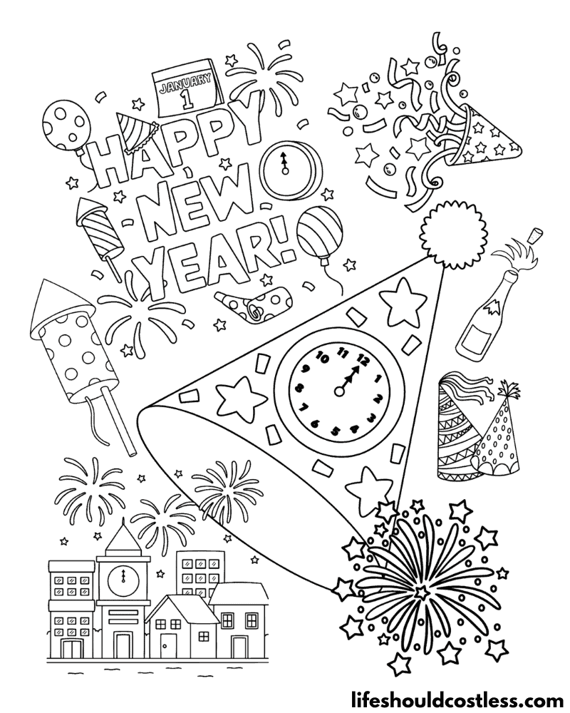 New year coloring pages free printable pdf templates