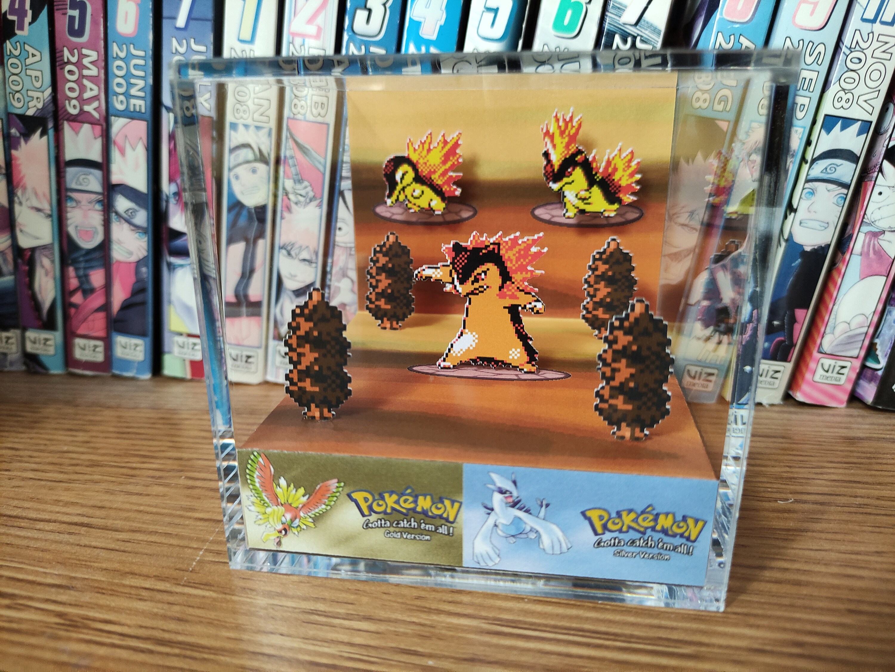 Evolution typhlosion hgss cyndaquil quilava typhlosion d diorama cube typhlosion handmade crystal diorama cube unique gift for gamers