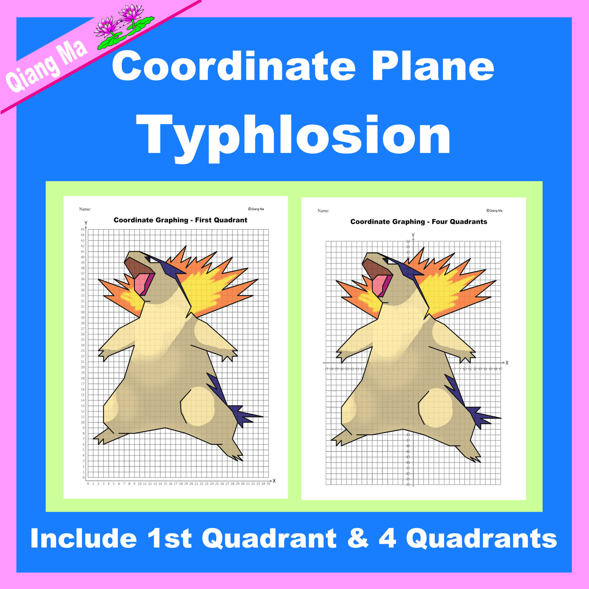 Pokemon coordinate plane graphing picture pokemon bundle in made by teachers