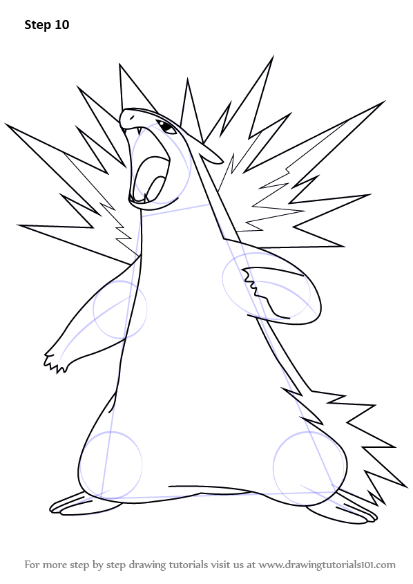 How to draw typhlosion from pokemon pokemon step by step