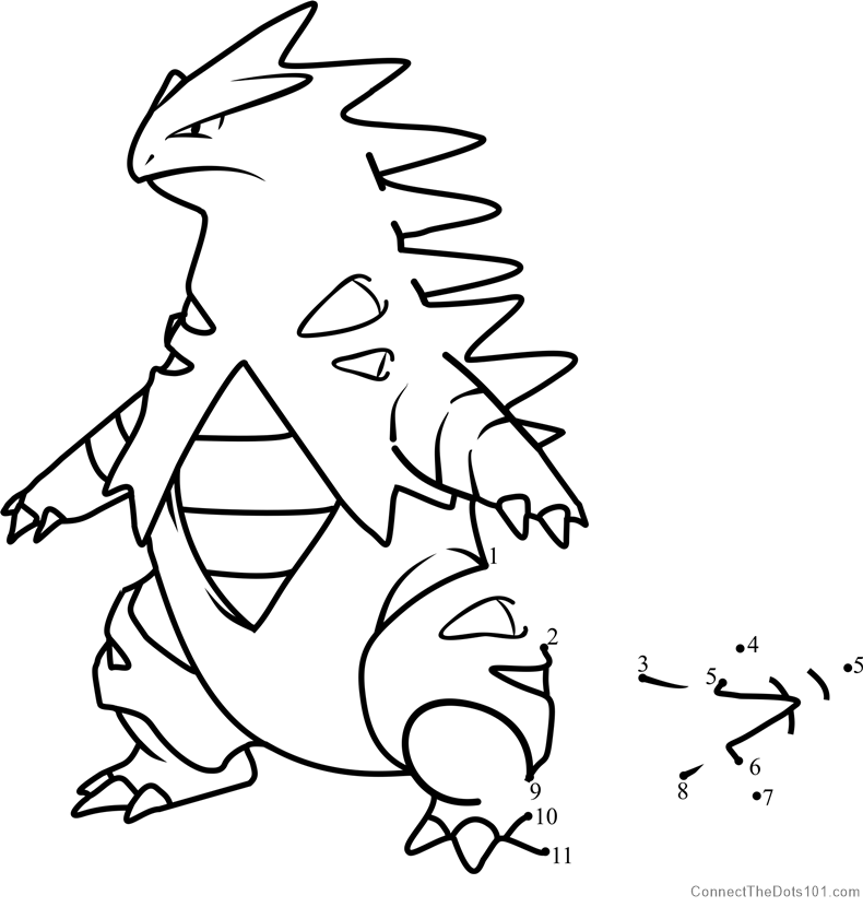 Pokemon tyranitar dot to dot printable worksheet