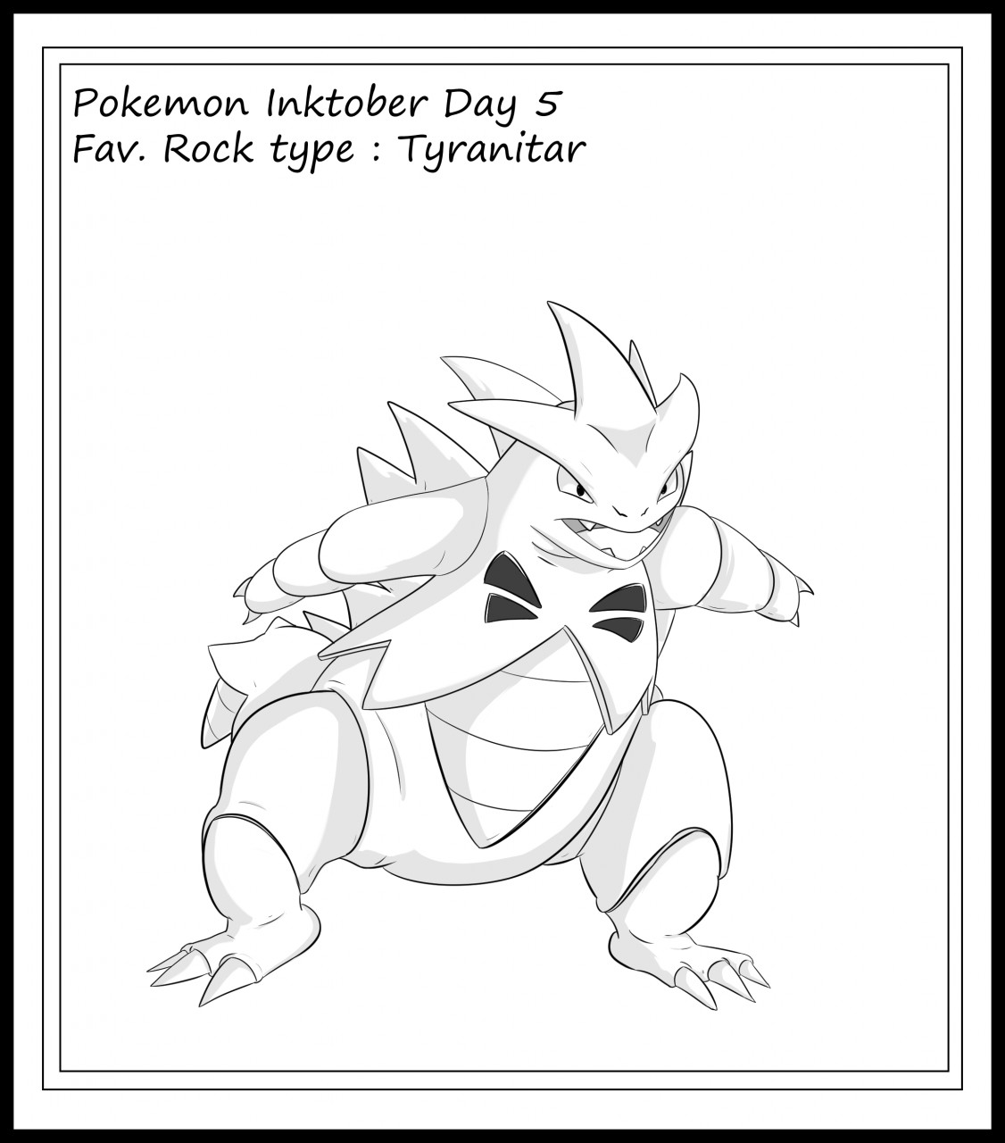 Pokemon inktober day fav rock type tyranitar by jollythinker