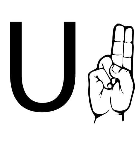 Asl sign language letter u coloring page from asl alphabet american sign language category select from printabâ lenguaje de seãas lengua de seãas seãas