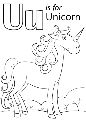 U is for unicorn coloring page free printable coloring pages