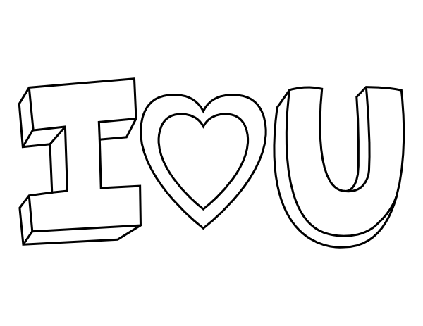 Printable i heart u coloring page