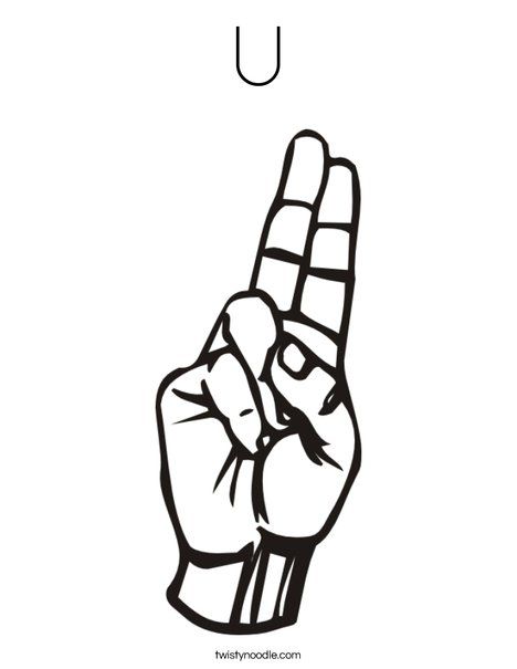 Sign language letter u coloring page sign language letters sign language colors coloring pages