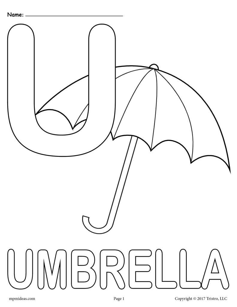 Letter u alphabet coloring pages