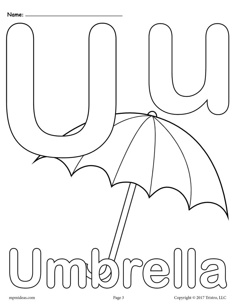 Letter u alphabet coloring pages