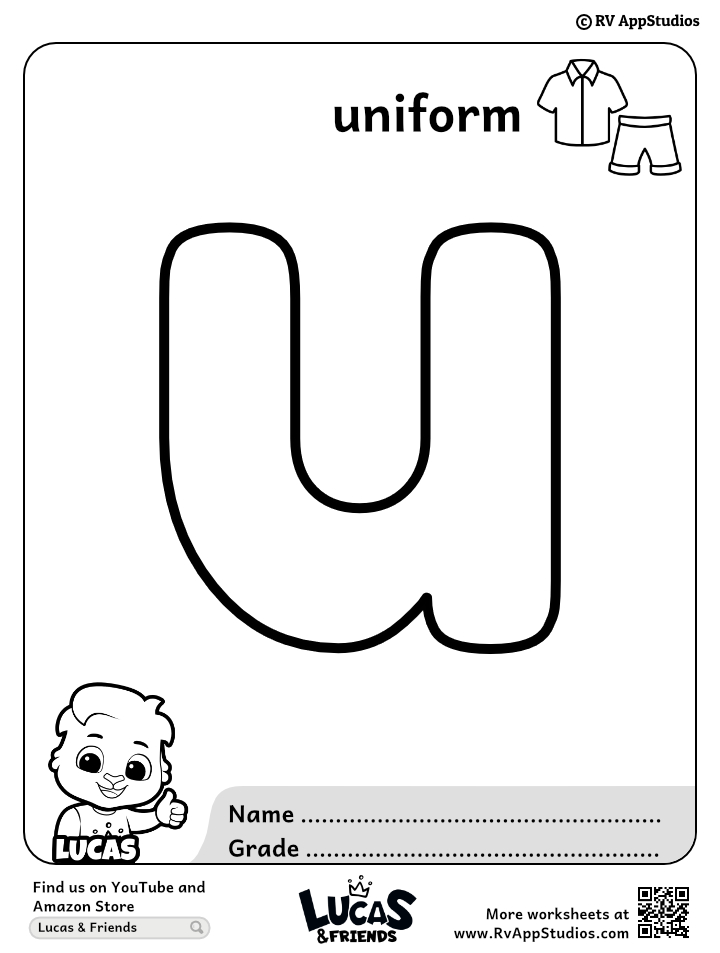 Alphabet u coloring pages