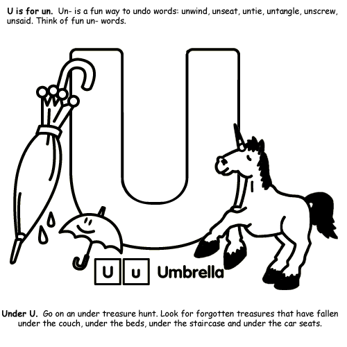 Alphabet u coloring page