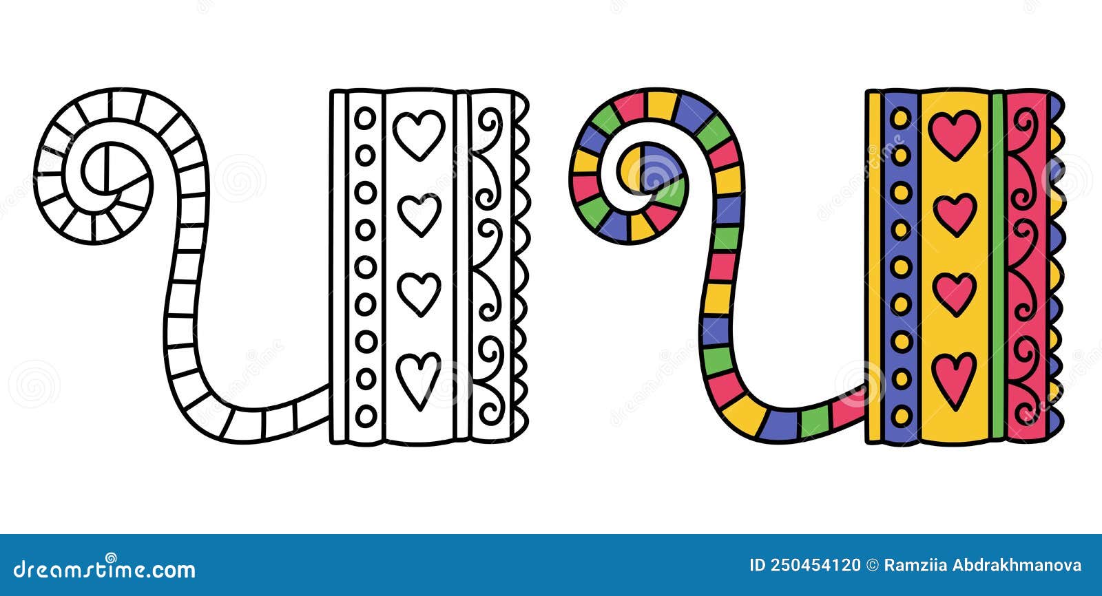 Doodle letter u hand drawn line abc sketch alphabet kids illustration for coloring book stock vector