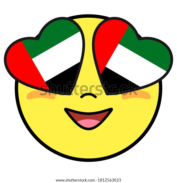 Uae flag button patriotic smile hearts stock vector royalty free