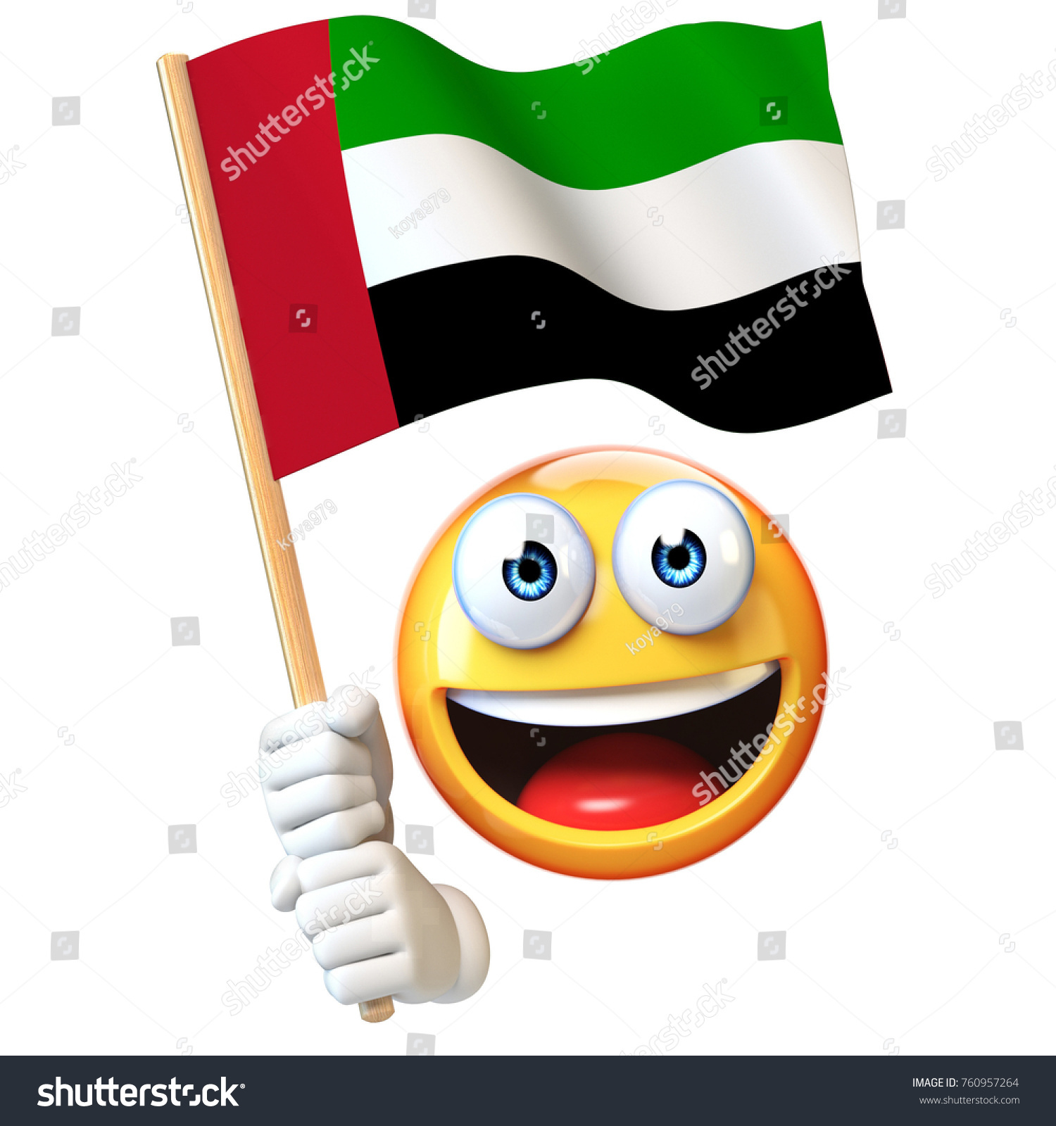 Emoji holding united arab emirates flag stock illustration