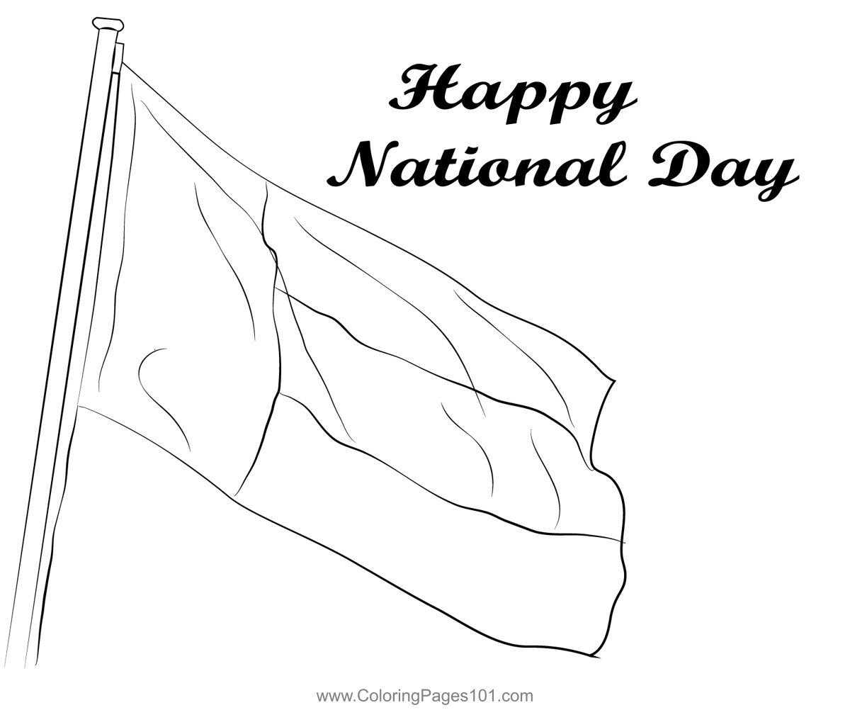 National day flag coloring page for kids