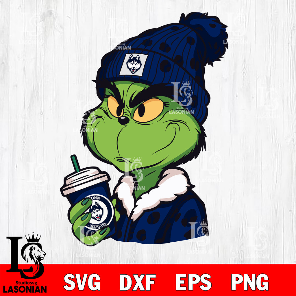 Boujee grinch uconn huskies svg eps dxf png file digital download â