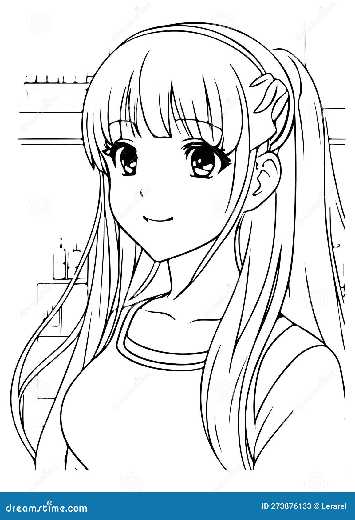 Anime girl smiling vector coloring for children stock vector fotos kawaii anime