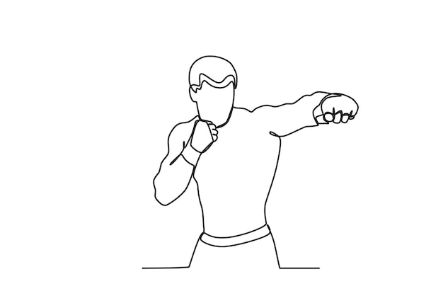 Premium vector a man training in boxing ufc oneline drawing